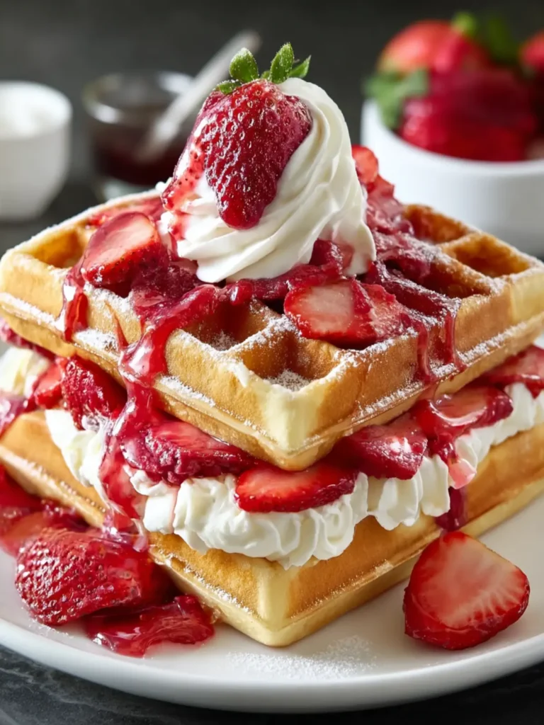 Strawberry Cheesecake Stuffed Waffles First Image