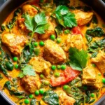 Irresistible Coconut Curry Chicken with Spinach & Peas First Image
