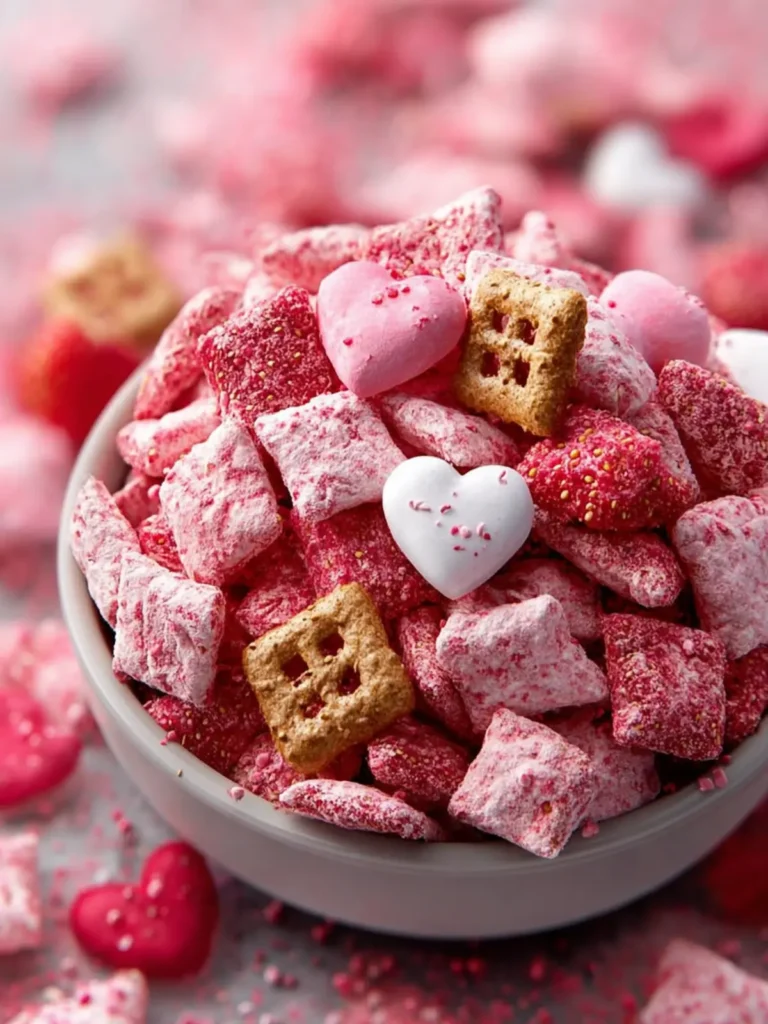 Valentine’s Strawberry Cheesecake Puppy Chow First Image