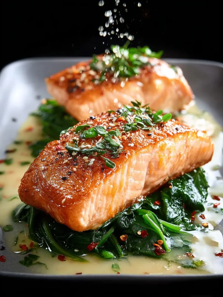 Irresistible Baked Salmon with Spinach Recipe Delight First Image