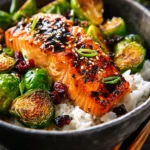 Irresistible Teriyaki Salmon Bowls with Crispy Brussels Sprouts First Image