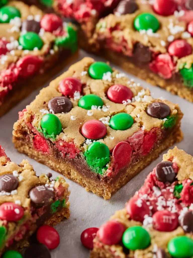 M&M Christmas Cookie Bars First Image