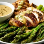 Chicken and Roasted Asparagus with Tahini Sauce First Image