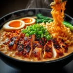 Fiery Chicken Ramen with Creamy Garlic Sauce First Image