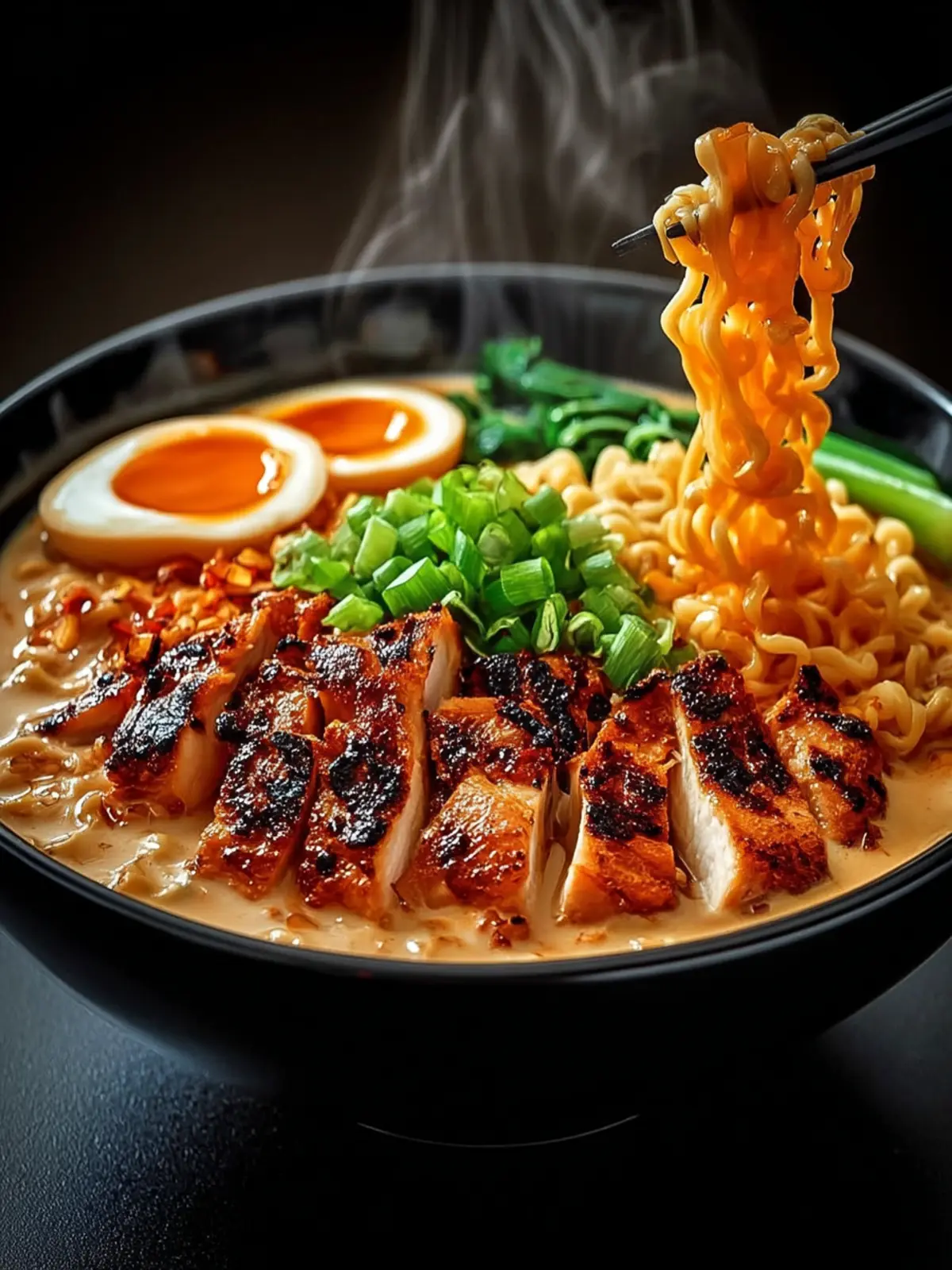 Fiery Chicken Ramen with Creamy Garlic Sauce First Image